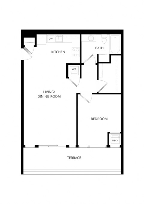 a floor plan of a house with a bedroom and a living room